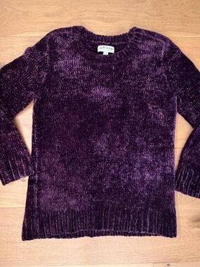Orvis Plush Chenille Crewneck Pullover Sweater M Deep Purple Eggplant Cozy Fall